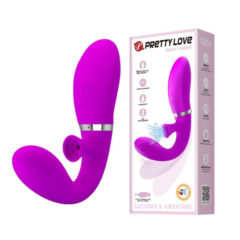 12 Fonksiyonlu Titreşim ve Emme Özellikli USB Şarjlı G-Spot ve Klitoris Uyarıcılı Vibratör – Magic Finger