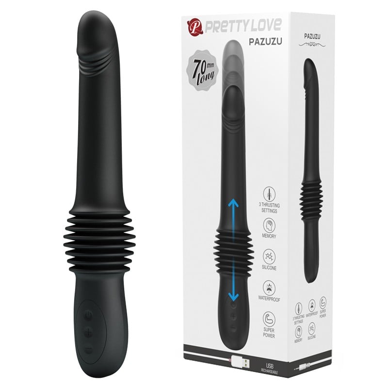 3 Kademeli Hafızalı İleri-Geri Hareketli USB Şarjlı Vibratör – Pazuzu (Siyah)