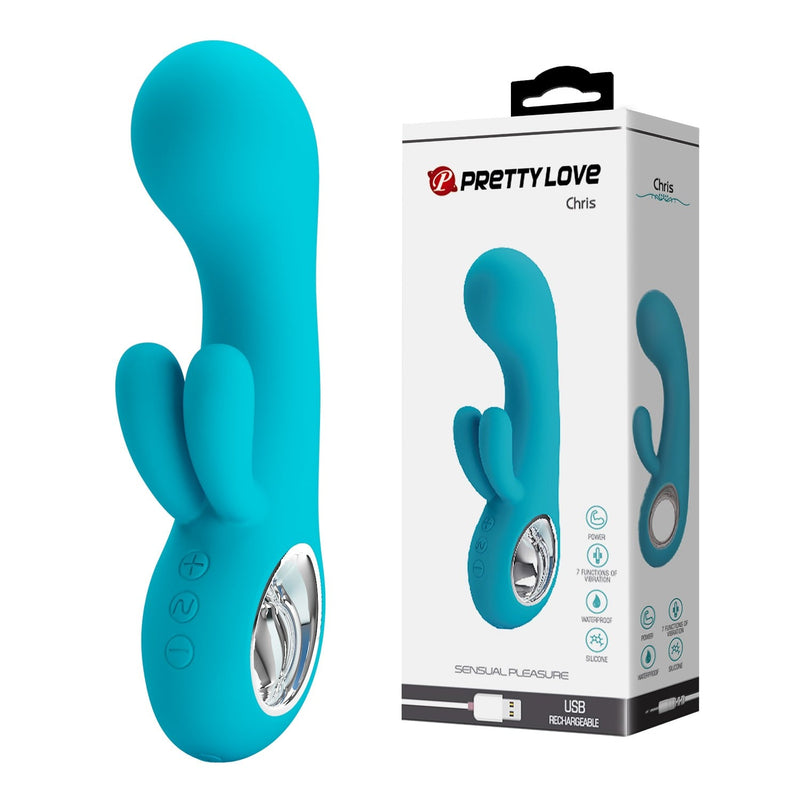 7 Fonksiyonlu 5 Hız Kademeli USB Şarjlı Rabbit G-Nokta Vibratörü – Chris (Mavi)