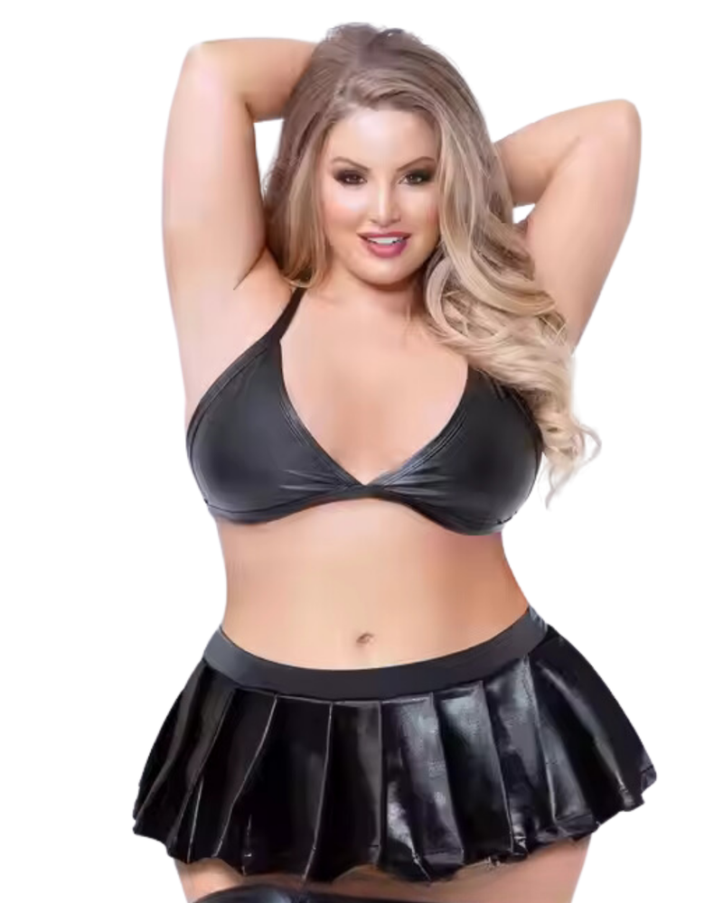 Moonette Büyük Beden Fantezi Sütyen ve Pileli Mini Etek Takımı TG2710129