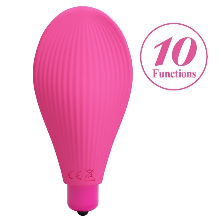 silikon 10 fonksiyonlu klitoral pembe vibratör yan görünüm Moonette