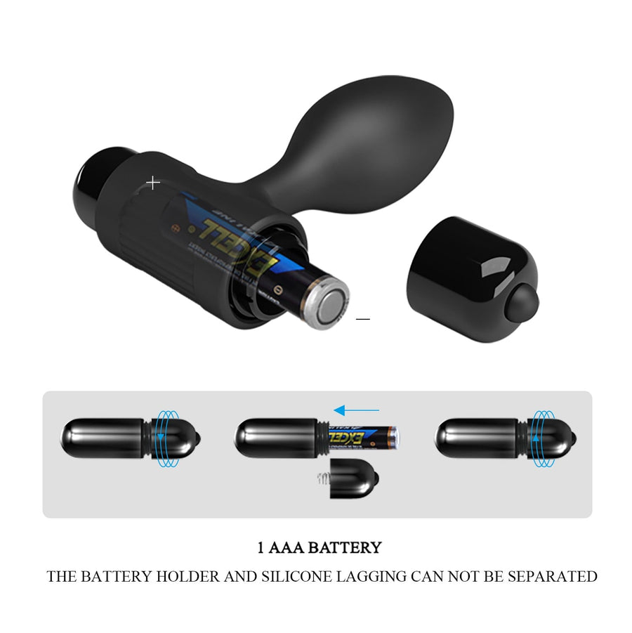 10 fonksiyonlu titreşimli siyah anal plug üst görünüm Moonette