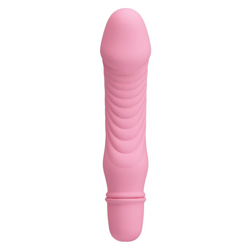 10 Titreşim Modlu Realistik Başlıklı Mini Silikon Vibratör - Stev (Pembe)