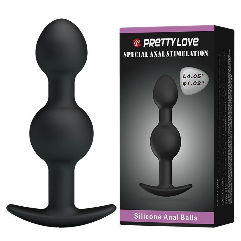 10,4 cm Çift Bilyeli Boğumlu Silikon Anal Plug
