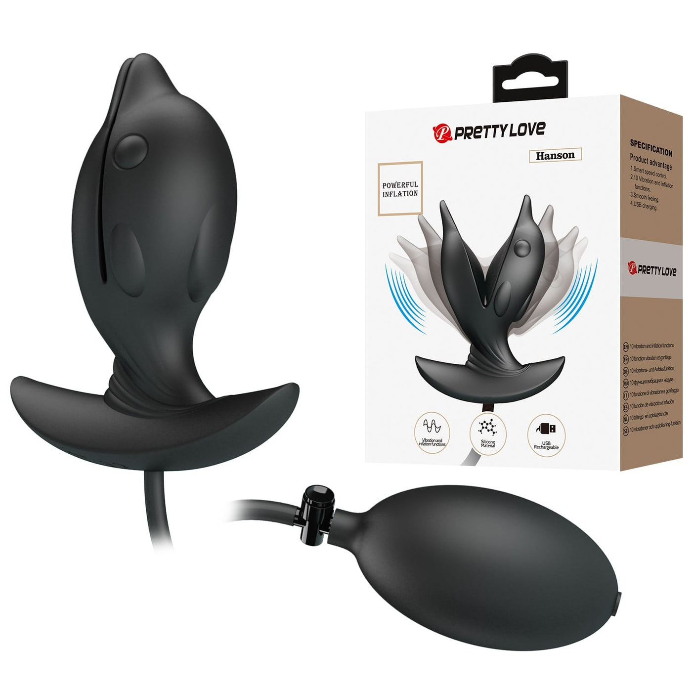 10,6 cm silikon titreşimli şarjlı anal plug Hanson Moonette