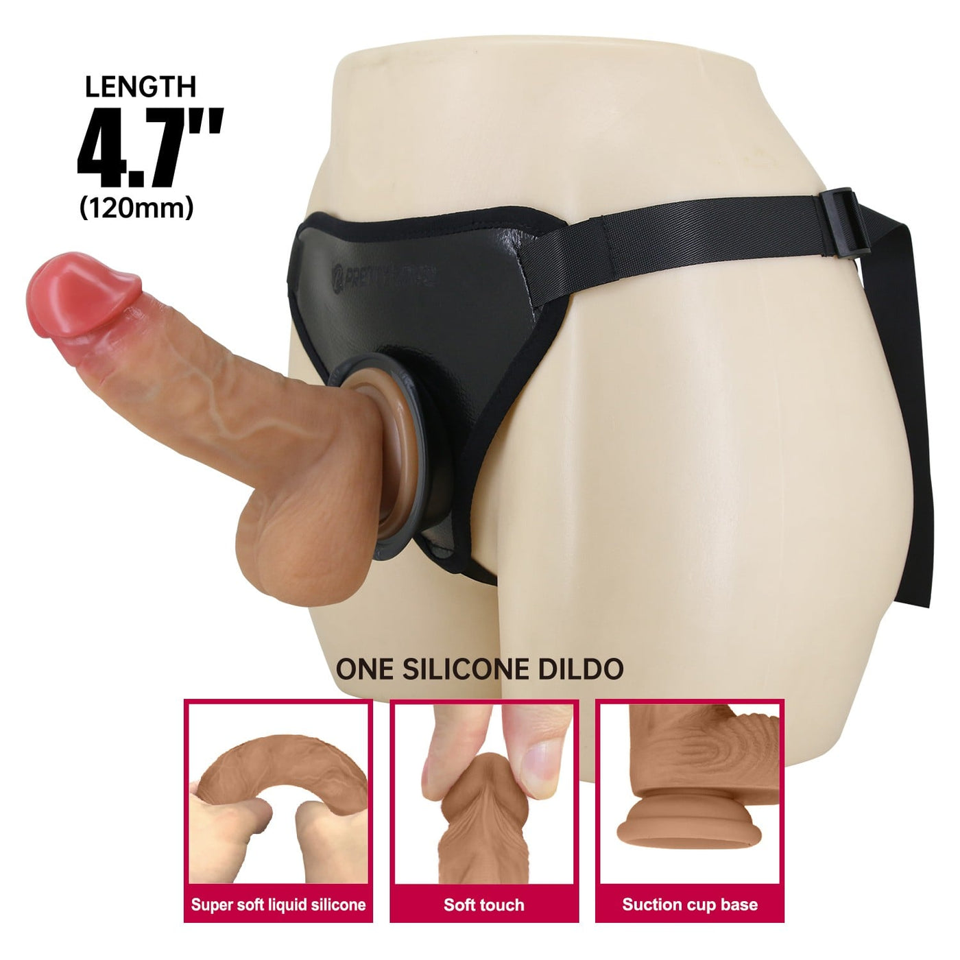 12.5 cm cm belden bağlamalı gerçekçi strap-on yan görünüm Moonette
