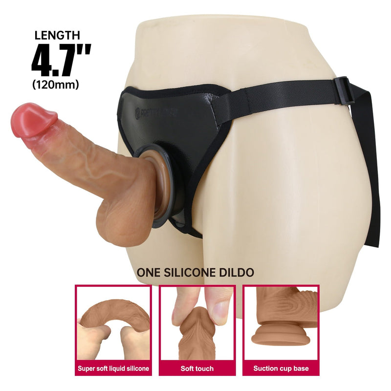 12.5 cm cm belden bağlamalı gerçekçi strap-on yan görünüm Moonette