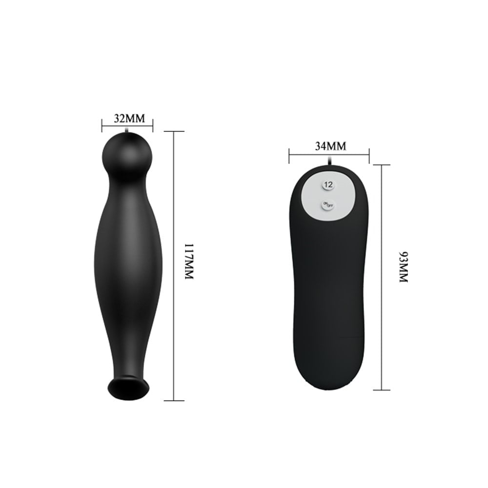 11,7 cm 12 fonksiyonlu titreşimli anal plug yan görünüm Moonette