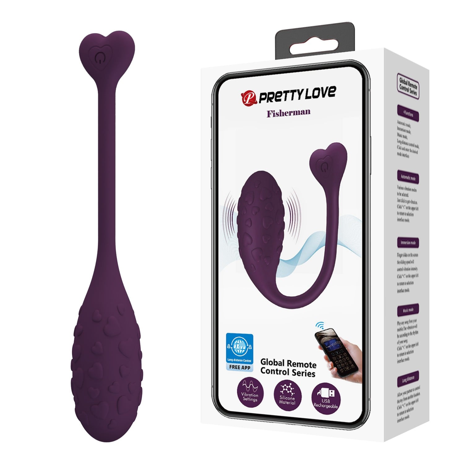12 fonksiyonlu şarjlı mor vibratör Fisherman Moonette