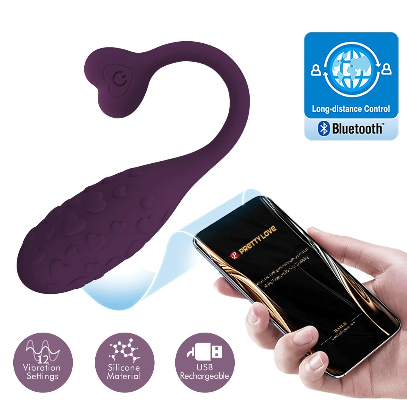 12 fonksiyonlu şarjlı mor vibratör Fisherman yan görünüm Moonette