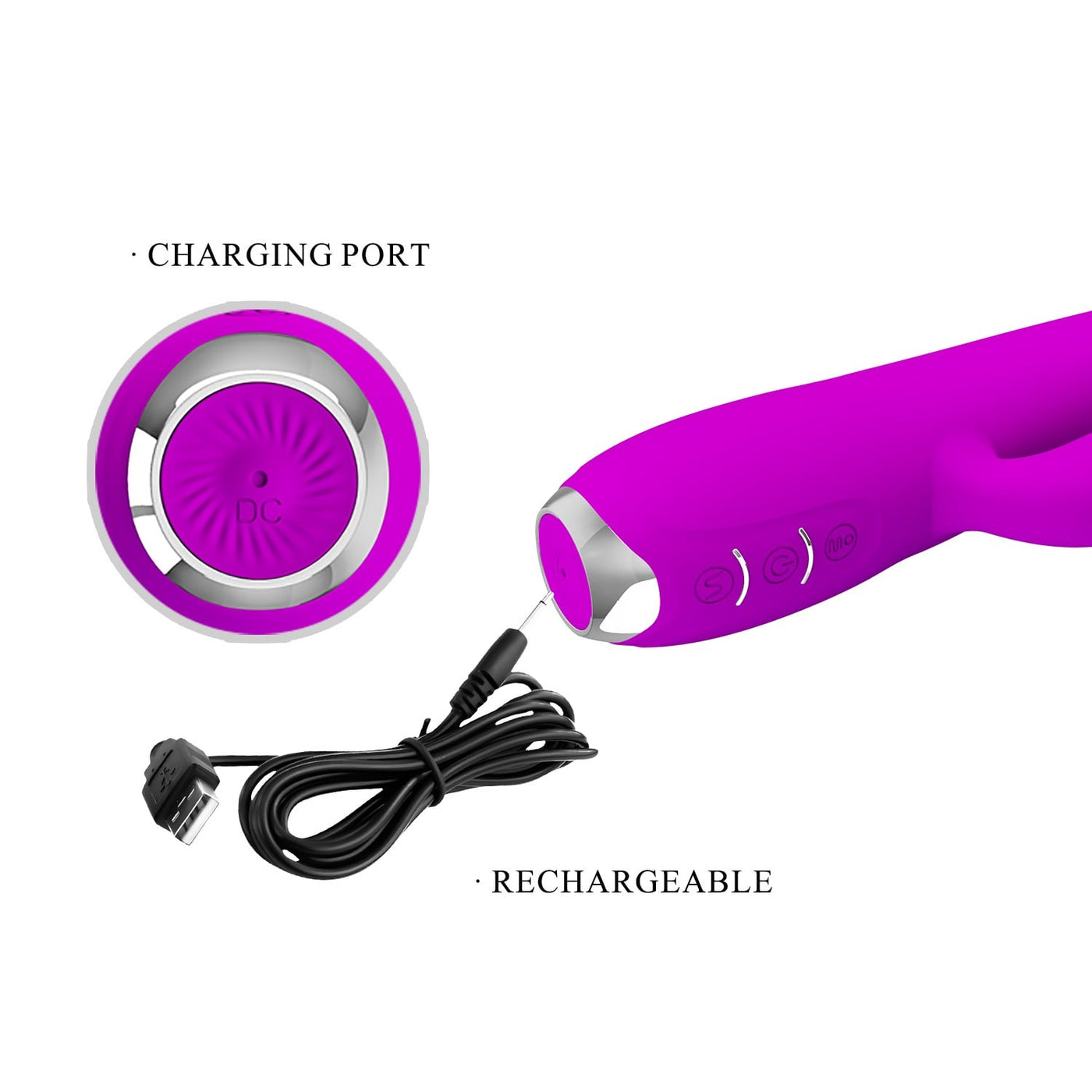 12 fonksiyonlu mor rabbit vibratör Regina üst görünüm Moonette