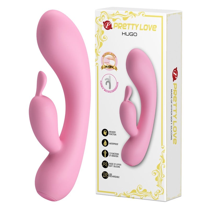 12 fonksiyonlu şarjlı pembe vibratör Hugo Moonette