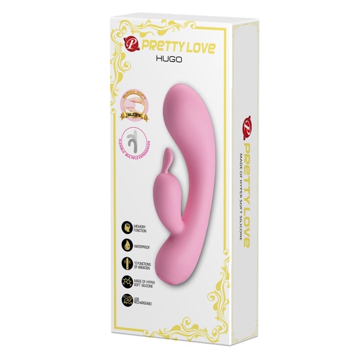 12 fonksiyonlu şarjlı pembe vibratör Hugo üst görünüm Moonette