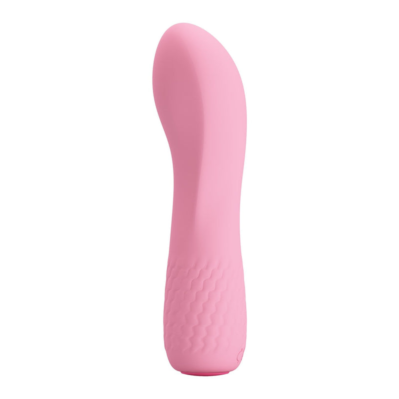 12 fonksiyonlu şarjlı pembe g-spot vibratör yan görünüm Moonette