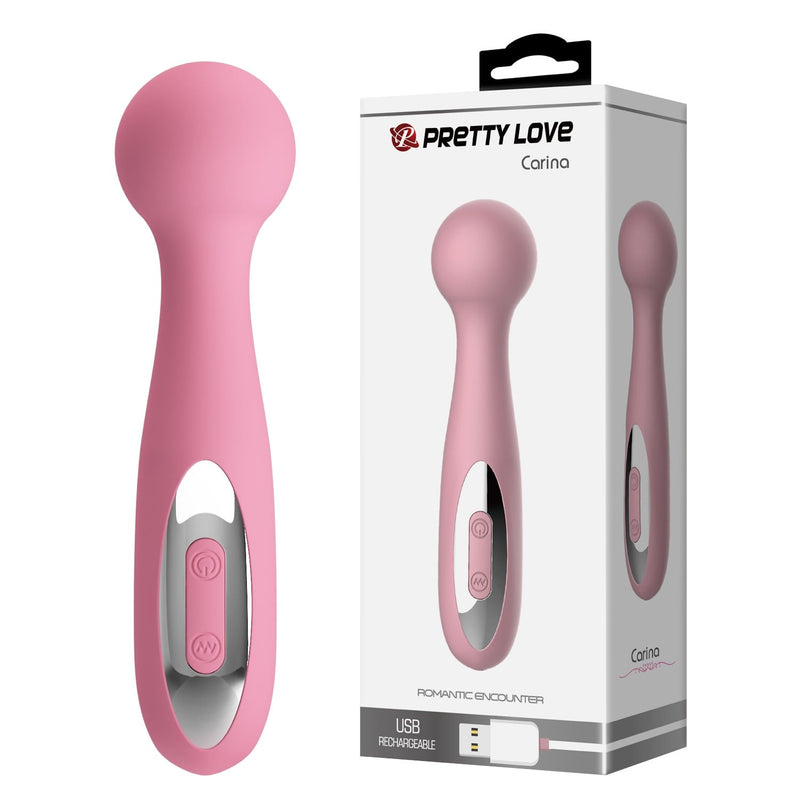 12 Fonksiyonlu USB Şarjlı Masaj Wand Vibratörü – Carina (Pembe)