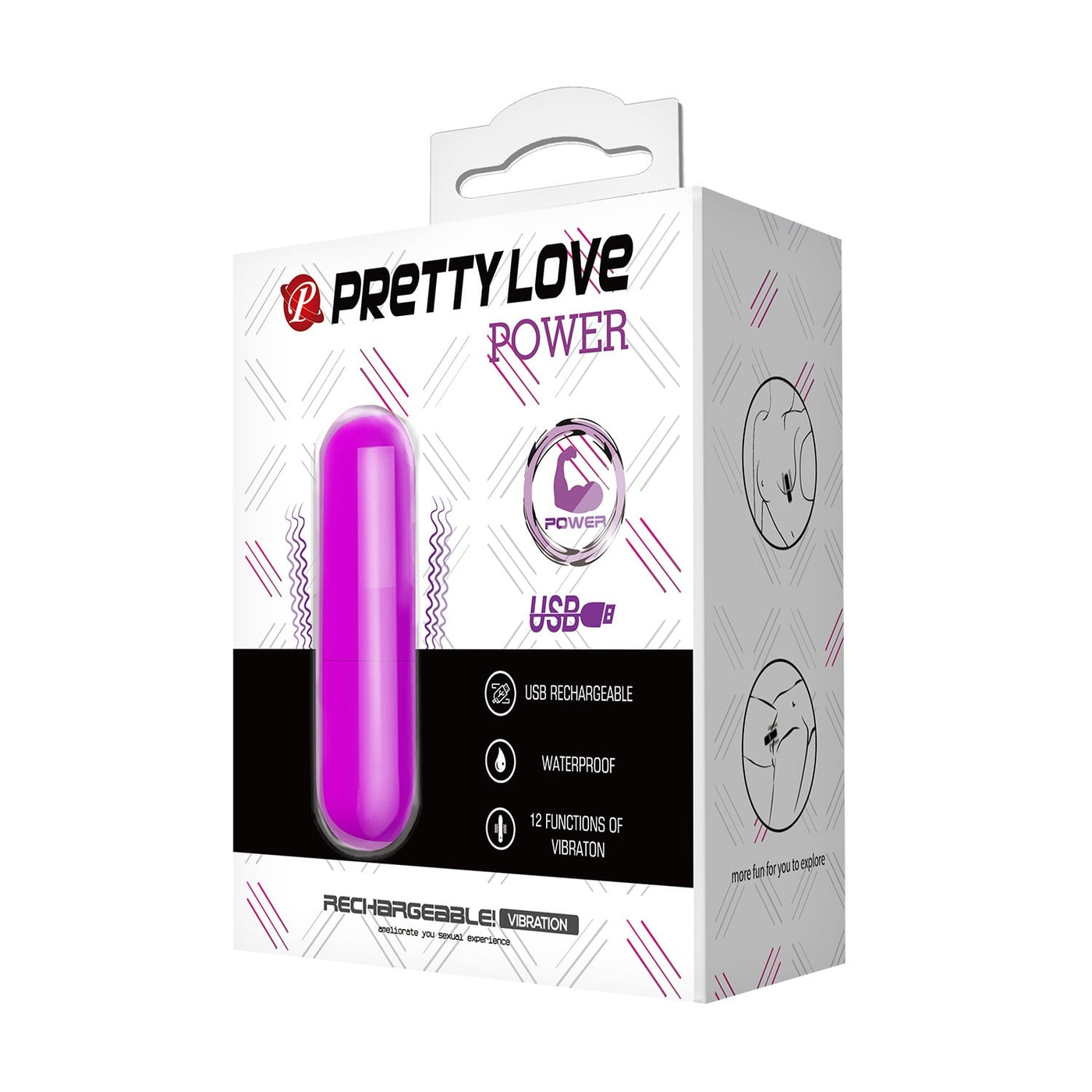 12 fonksiyonlu şarjlı fuşya vibratör Power üst görünüm Moonette