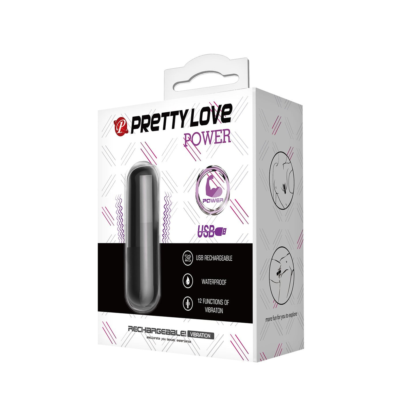 12 fonksiyonlu şarjlı siyah vibratör Power alt görünüm Moonette
