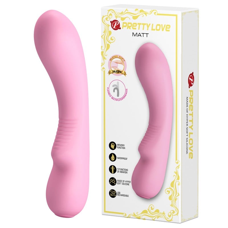 silikon 12 fonksiyonlu şarjlı pembe vibratör Matt Moonette