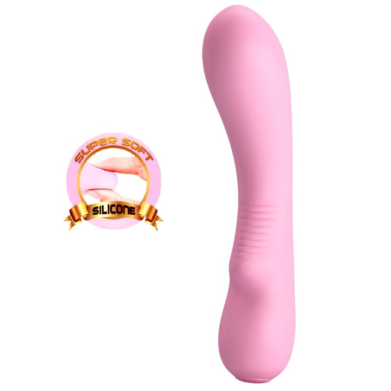 silikon 12 fonksiyonlu şarjlı pembe vibratör Matt yan görünüm Moonette