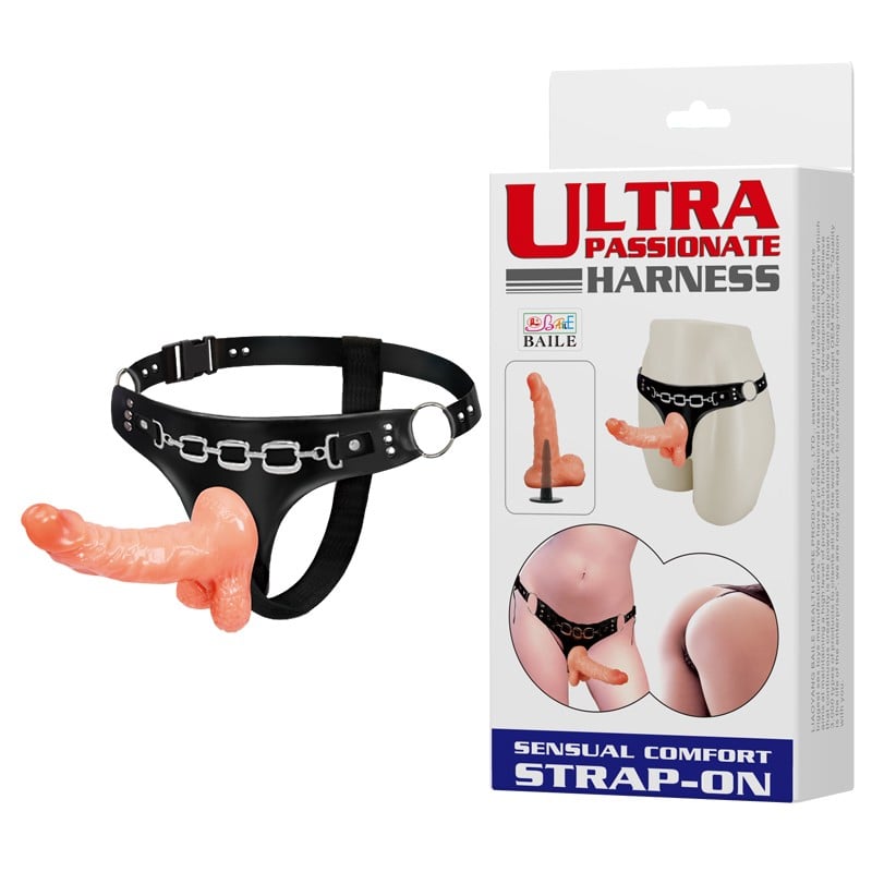 15.7 cm harness belden bağlamalı gerçekçi strap-on Moonette