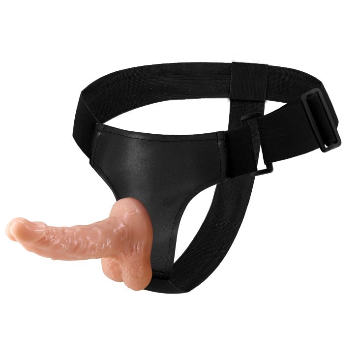 15.7 cm cm belden bağlamalı gerçekçi strap-on yan görünüm Moonette