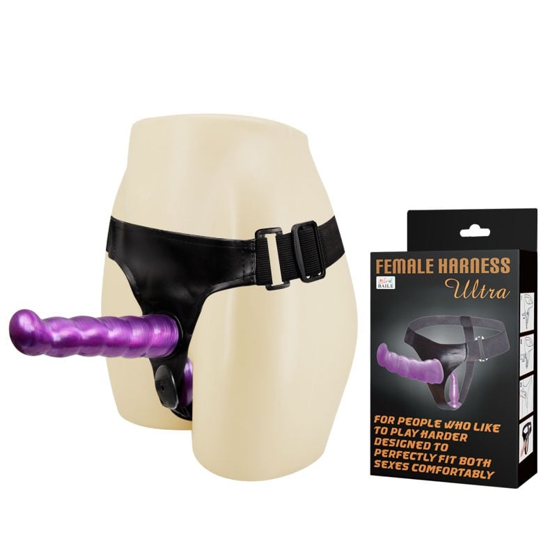 17.5 cm Belden Bağlamalı Çift Taraflı Mor Strap-On