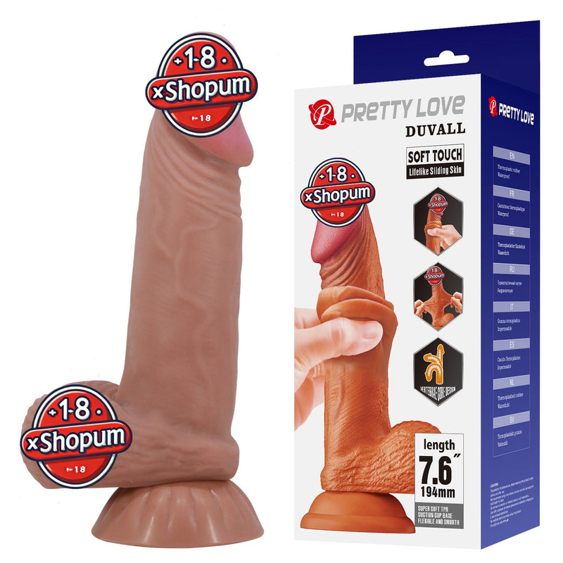 19,4 cm Çift Katmanlı Kıkırdak Yapılı Gerçekçi Melez Dildo Penis - Duvall