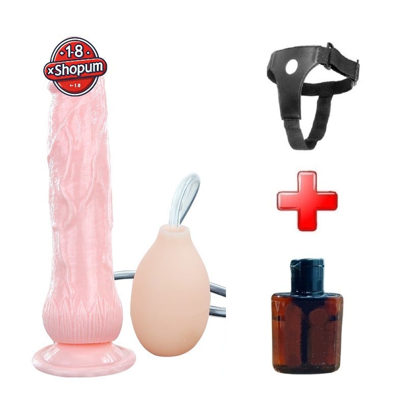 19,5 cm Belden Bağlamalı Su Fışkırtmalı Vantuzlu Ultra Realistik Dildo Ten Dokulu Penis