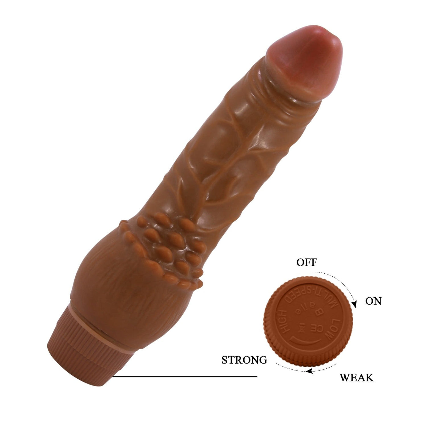 19,5 cm titreşimli dildo alt görünüm damarlı Moonette