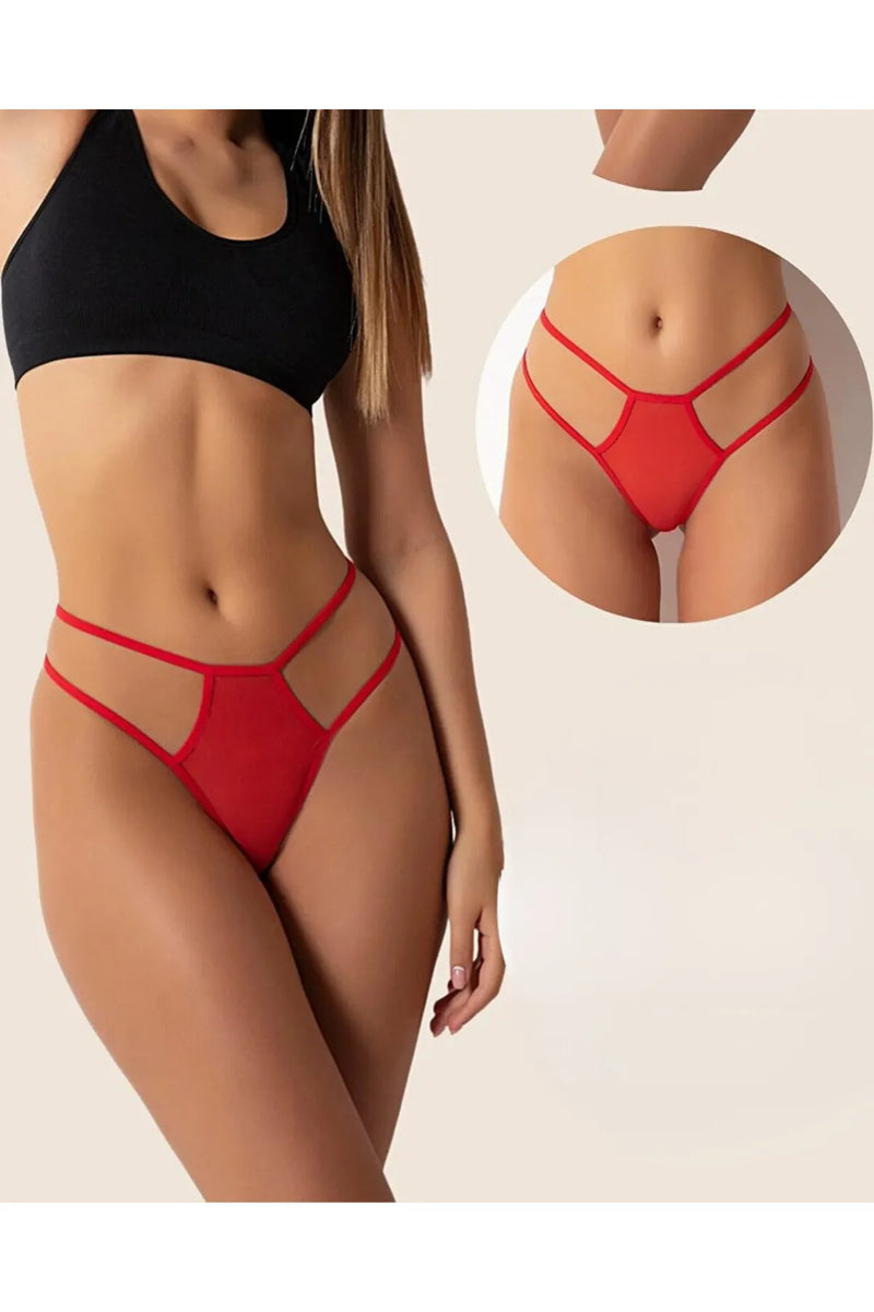 Moonette Fantazi Kırmızı Seksi Tül Kadın Stri̇ng - Fantezi Tanga TG270037