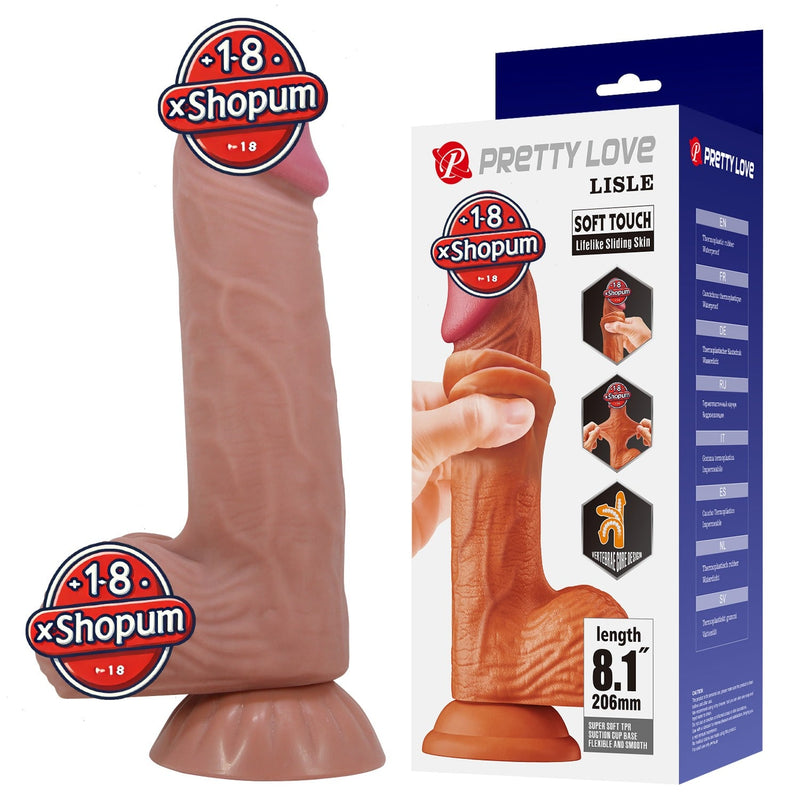 20,6 cm Kıkırdak Yapılı Çift Katmanlı Gerçekçi Melez Dildo Penis - Lisle