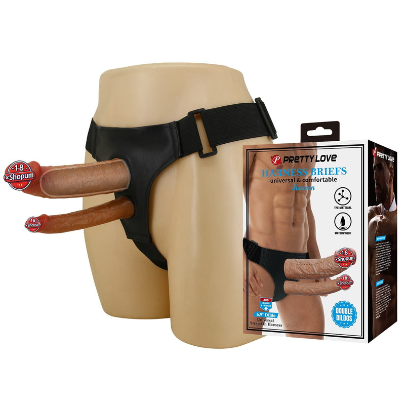 17,5 cm Belden Bağlamalı Çift Dildolu İçi Boş Strapon Penis