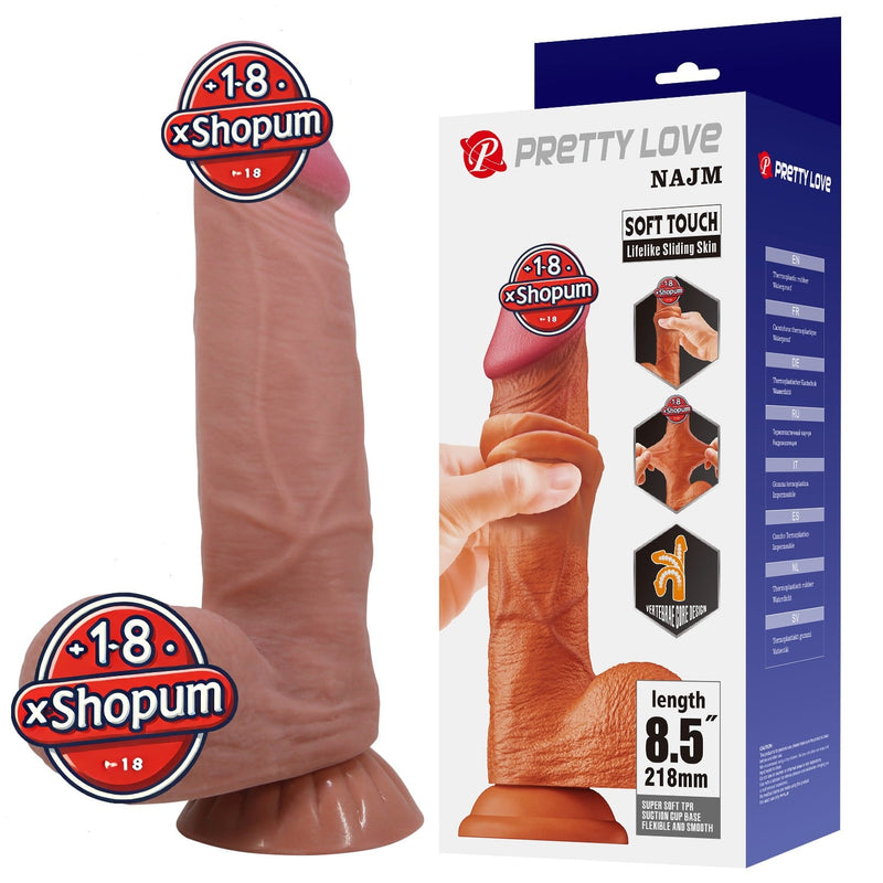 21,8 cm Kıkırdak Yapılı Çift Katmanlı Gerçekçi Melez Dildo Penis - Najm