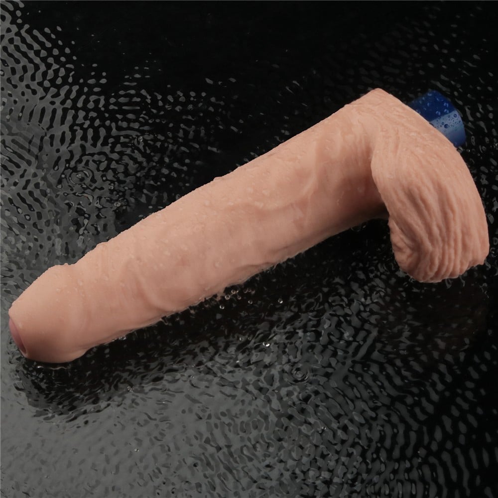22.6 cm titreşimli şarjlı ten dildo tam görünüm Moonette