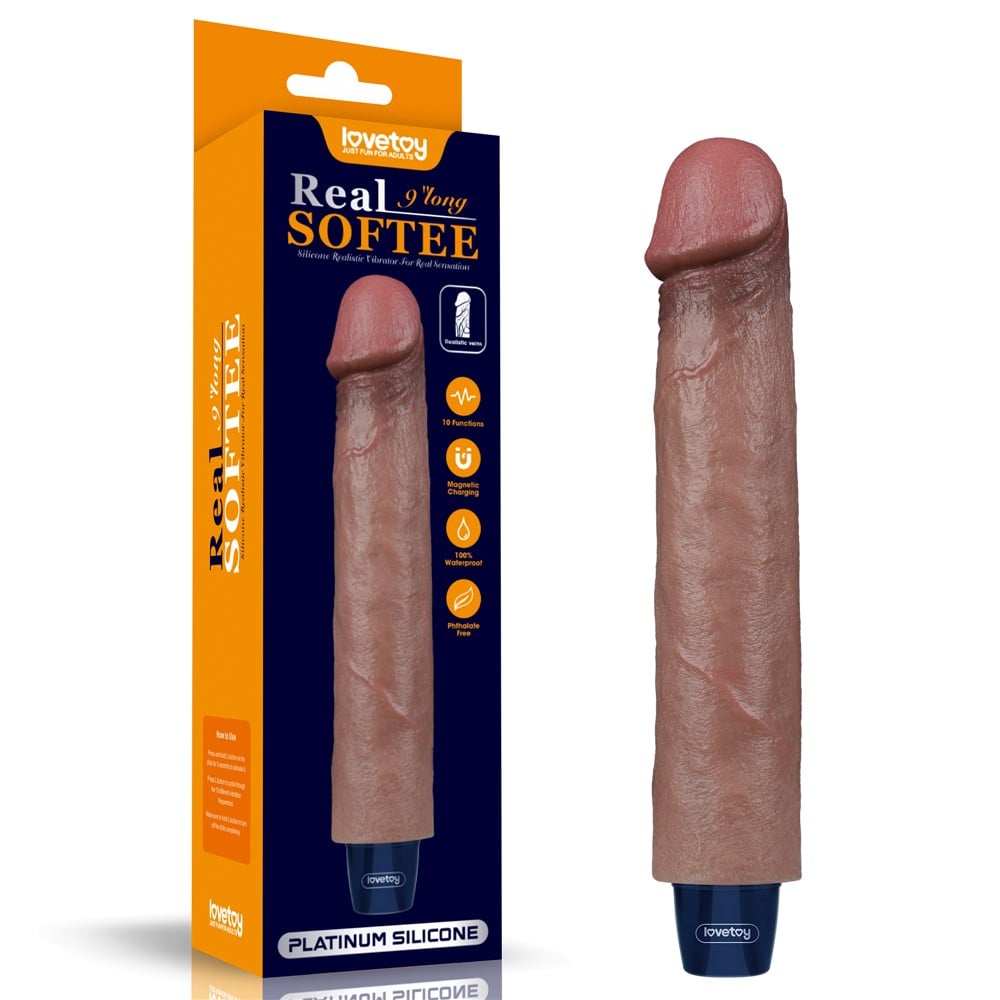 22.8 cm titreşimli şarjlı dildo Moonette