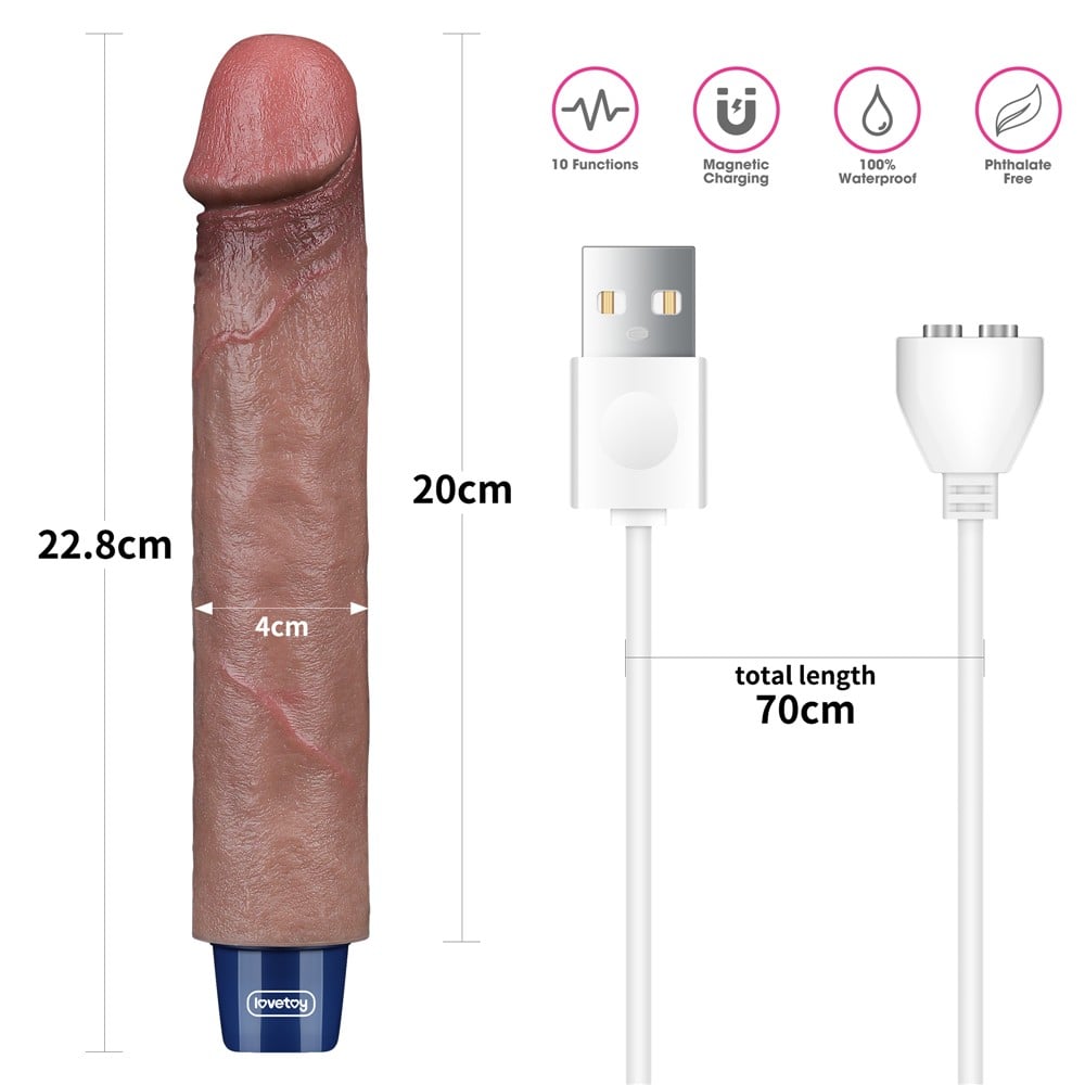 22.8 cm titreşimli şarjlı dildo yan görünüm Moonette