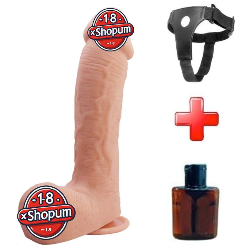 22,2 cm Belden Bağlamalı Realistik Vantuzlu Dildo Penis - Johnson