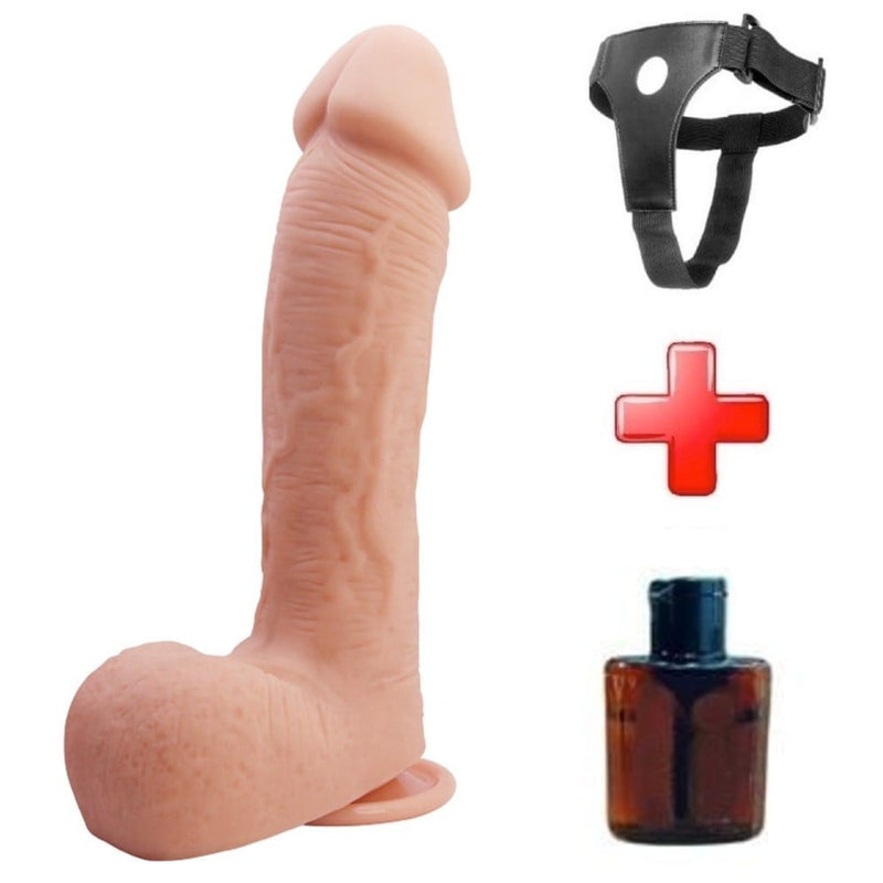 22,2 cm Belden Bağlamalı Realistik Vantuzlu Dildo Penis - Johnson