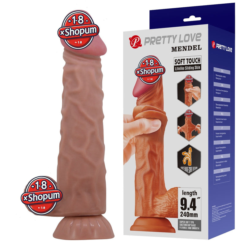 24 cm Kıkırdak Yapılı Çift Katmanlı Gerçekçi Melez Dildo Penis - Mendel