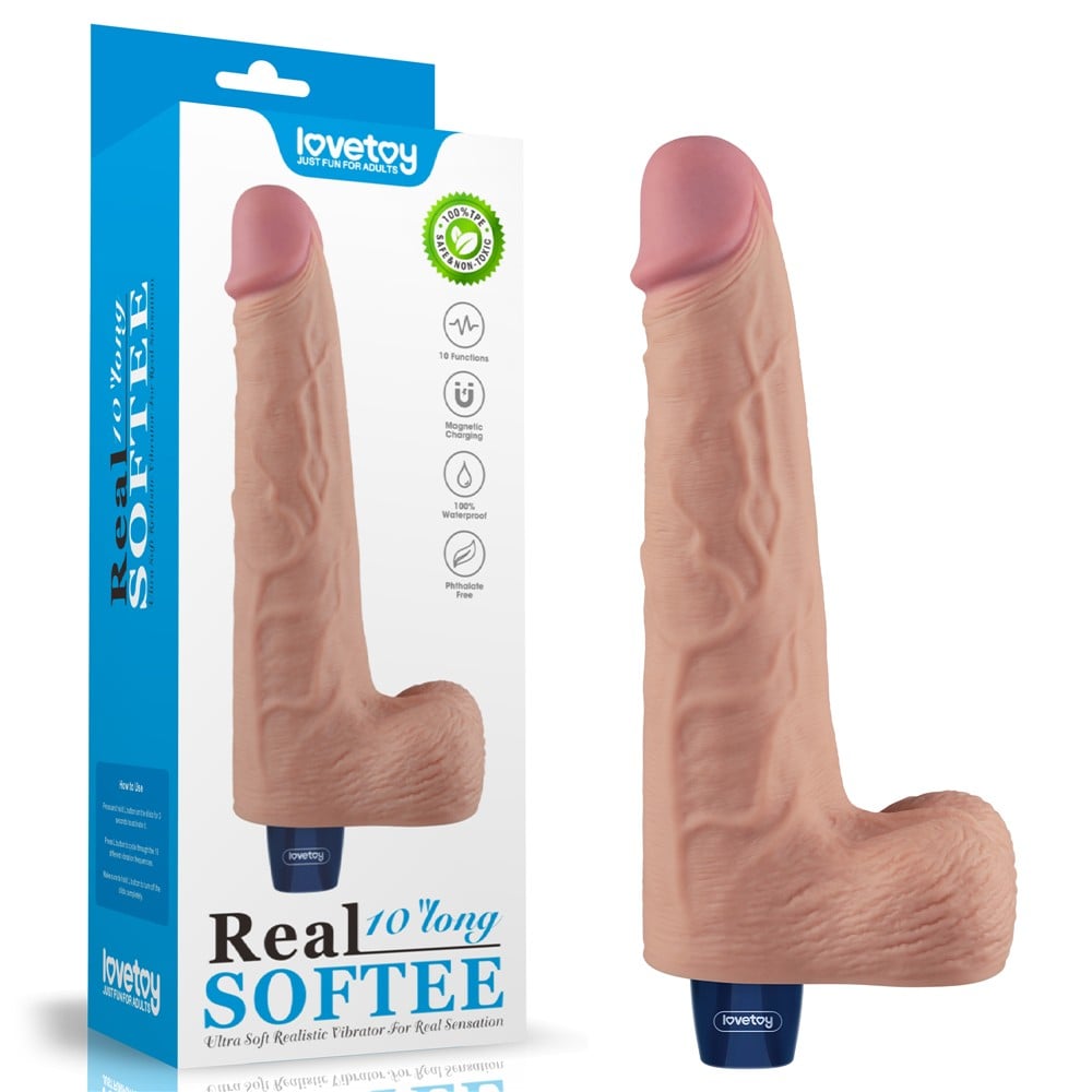 25.3 cm titreşimli şarjlı ten dildo Moonette