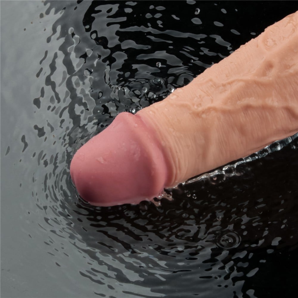 25.3 cm titreşimli şarjlı ten dildo stil çekimi Moonette