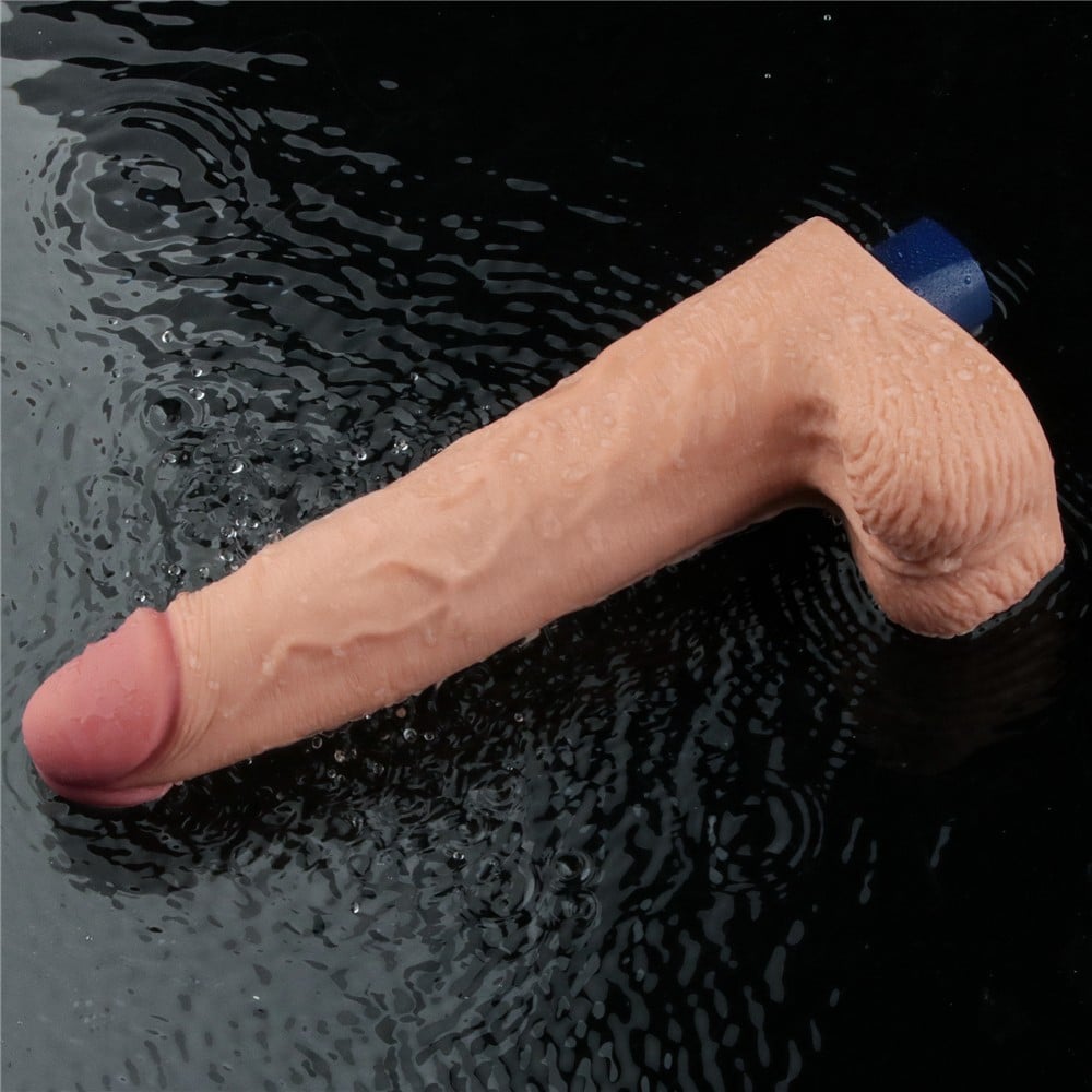 25.3 cm titreşimli şarjlı ten dildo tam görünüm Moonette