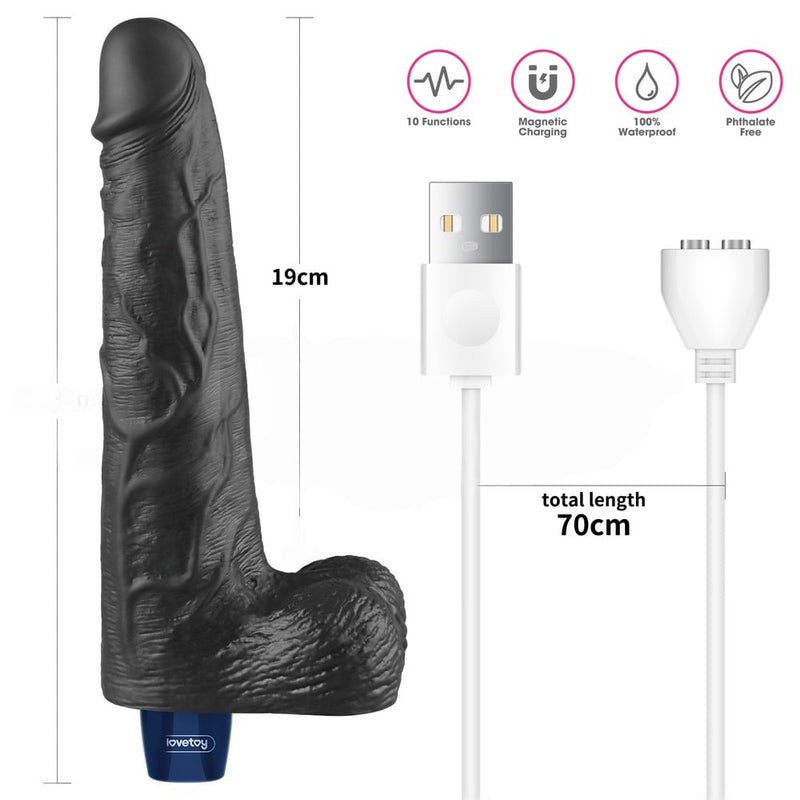 25.3 cm titreşimli şarjlı dildo yan görünüm Moonette