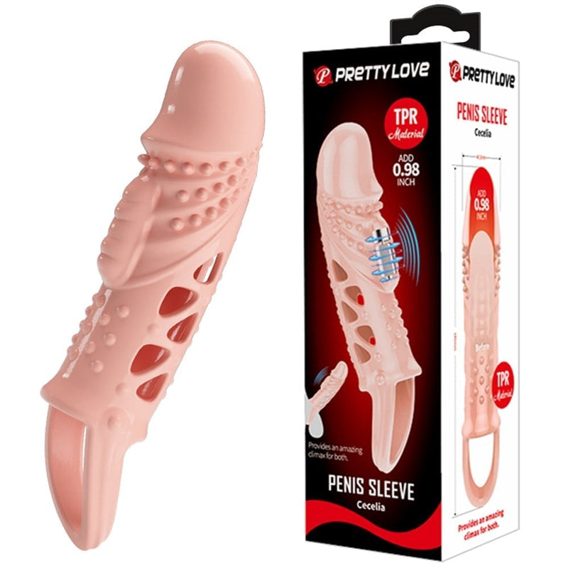 2,5 cm Dolgu Uzatmalı Titreşimli Penis Kılıfı Prezervatif Vibratör