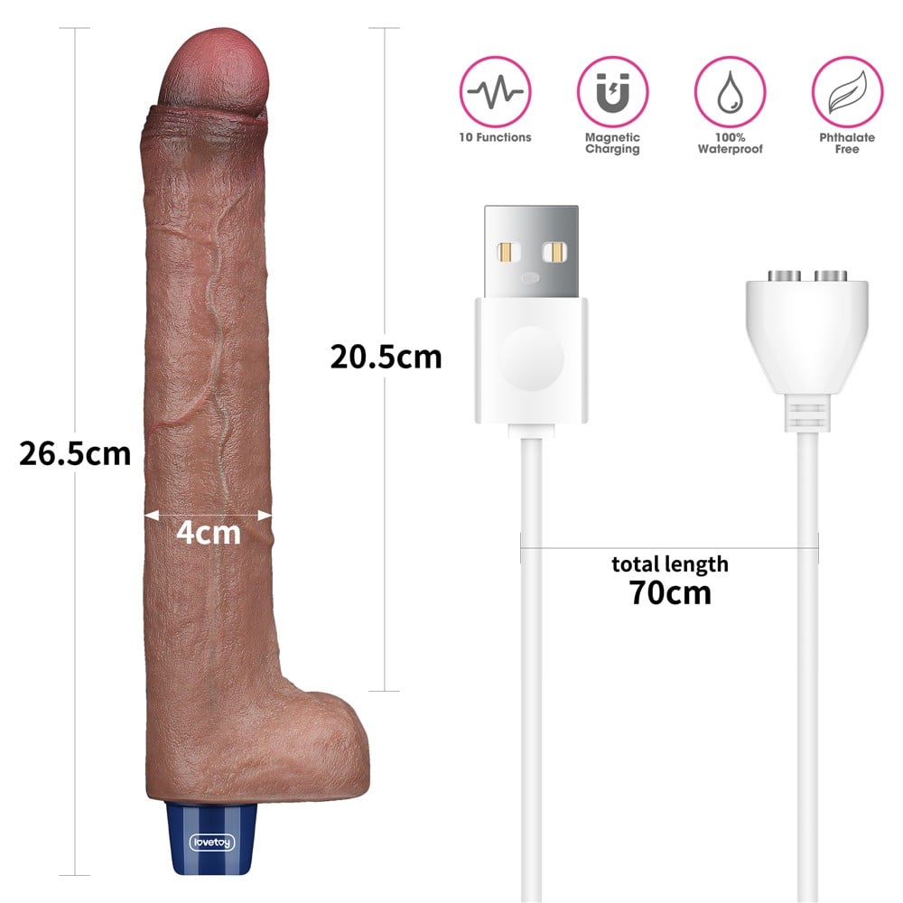 26.5 cm titreşimli şarjlı dildo detay çekim Moonette