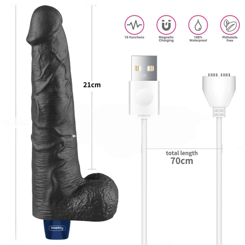 27.2 cm titreşimli şarjlı dildo yan görünüm Moonette
