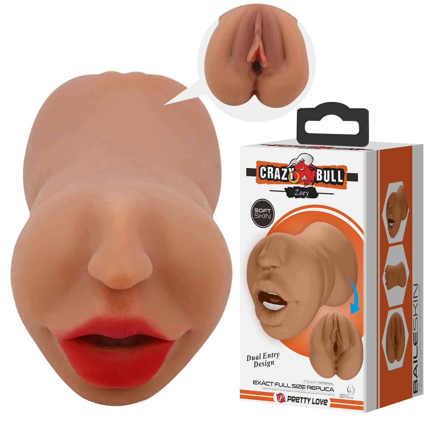 3 Boyutlu Suni Oral &amp;amp; Vajinal Mastürbatör - Zoey