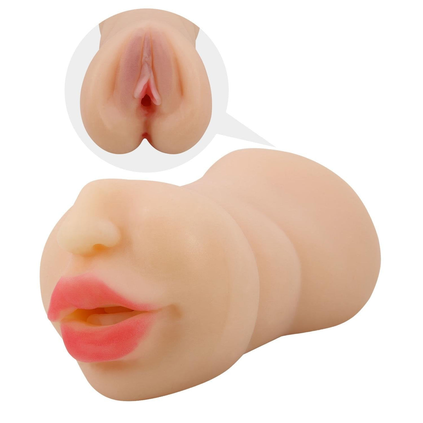 3 Boyutlu Ten Rengi Suni Oral &amp;amp; Vajinal Mastürbatör - Zoey