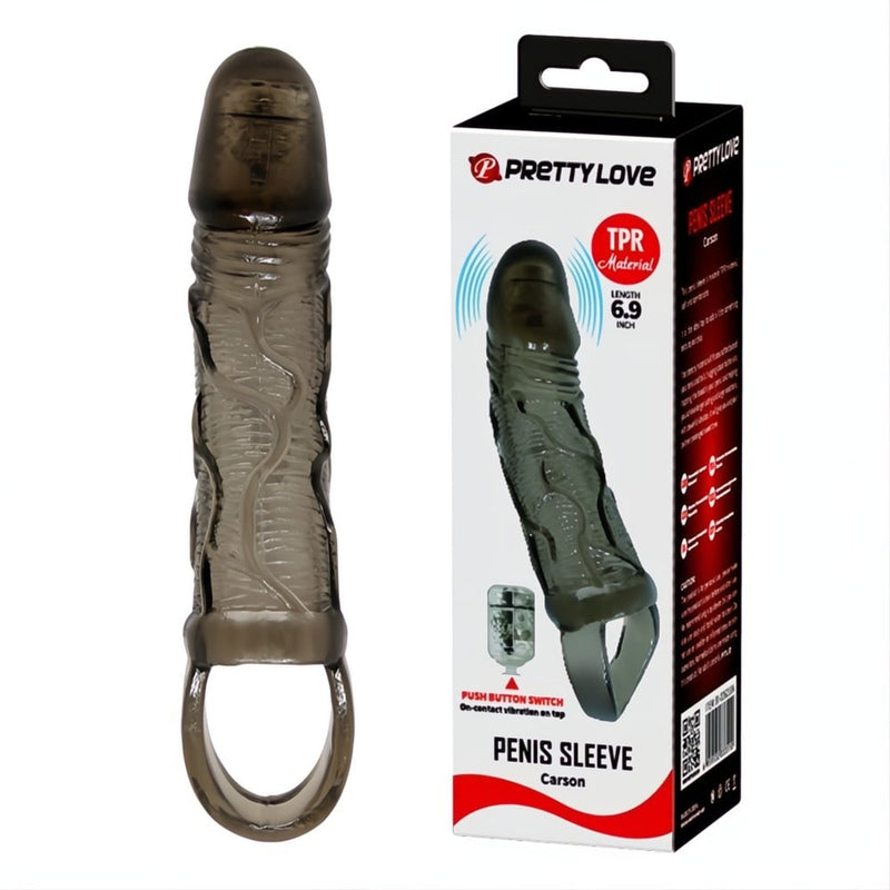 3 cm Dolgu Uzatmalı Titreşimli Zenci Penis Kılıfı Prezervatif Vibratör
