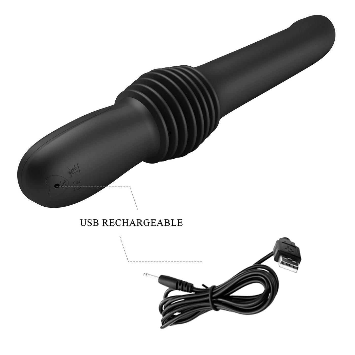 şarjlı usb siyah vibratör Geri Hareketli üst görünüm Moonette